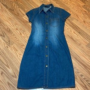 Moda International Denim Dress, Jean Dress, snap front, 2